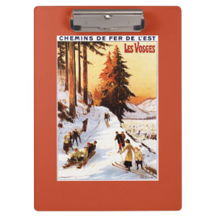 Sledding and Skiing at Vosges Poster Clipboard
