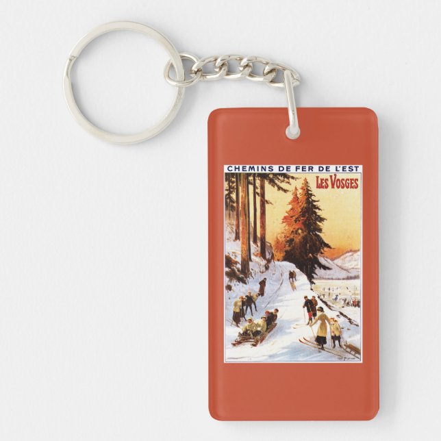 Sledding and Skiing at Vosges Poster Key Ring (Front)