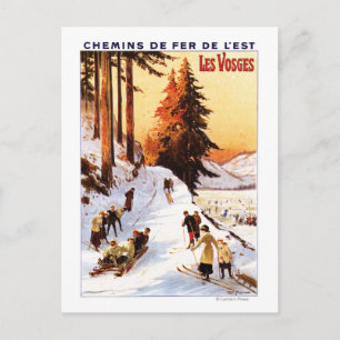 Sledding and Skiing at Vosges Poster Postcard