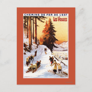 Sledding and Skiing at Vosges Poster Postcard