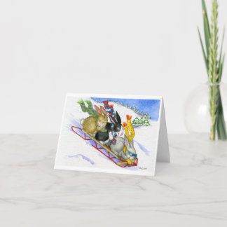 Sledding Bunnies Holiday Card