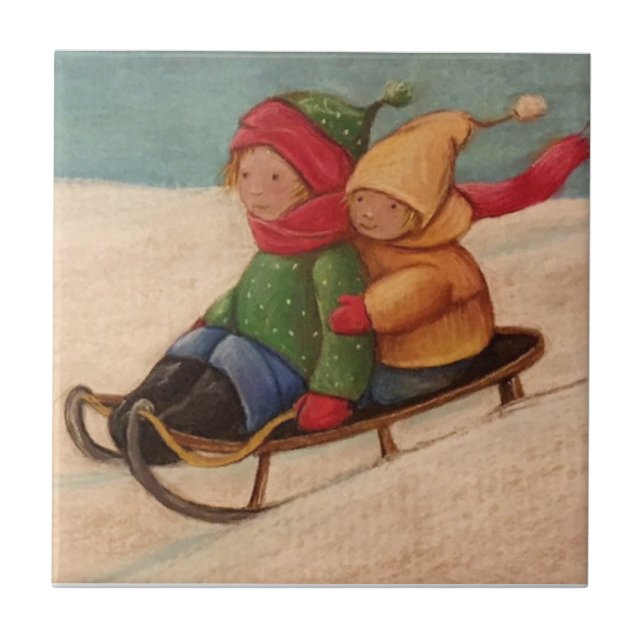 Sledding Ceramic Tile (Front)