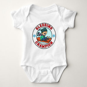 Sledding Champion Cartoon Boy Baby Bodysuit