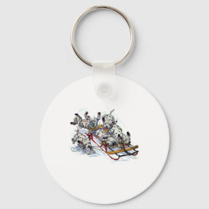 Sledding Dalmatian Pups Key Ring