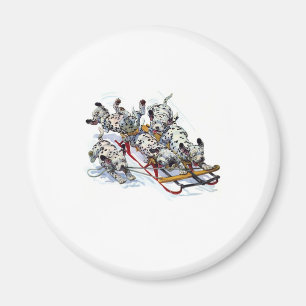 Sledding Dalmatian Pups Magnet