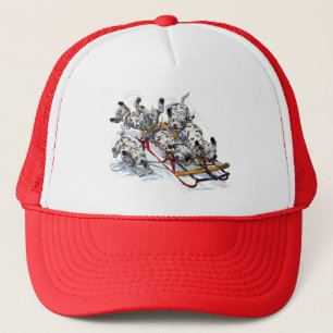 Sledding Dalmatian Pups Trucker Hat
