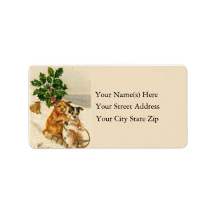 Sledding Dogs Vintage Address Label