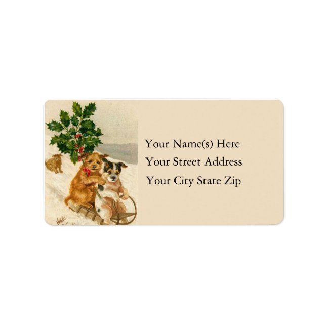 Sledding Dogs Vintage Address Label (Front)