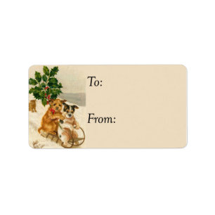 Sledding Dogs Vintage Gift Tag