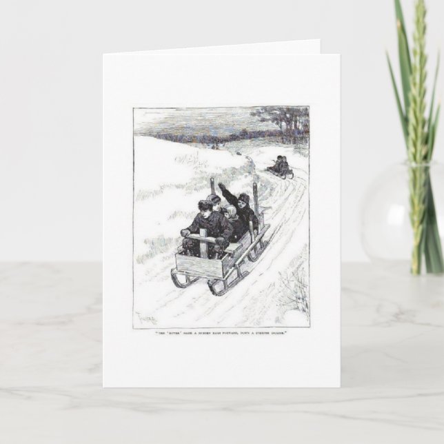 Sledding Downhill, Greeting Card (Front)