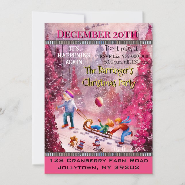 Sledding Funtime Annual Christmas Party Invitation (Front)