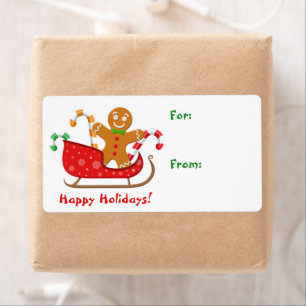 Sledding Gingerbread Man Christmas Gift Tag