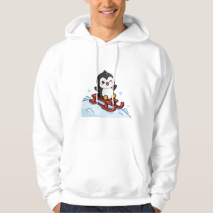 Sledding Penguin Christmas Pullover Hoodie