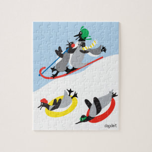 Sledding Penguins Jigsaw Puzzle