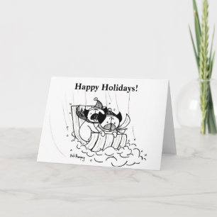 Sledding Pugs Holiday Card