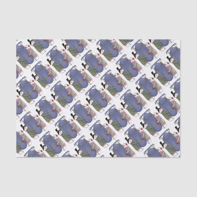 Sledding Snow Couple Tissue Paper (Front)