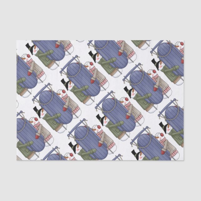 Sledding Snow Couple Tissue Paper (Front)