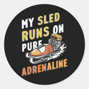 Sledding Snow Sled Winter Sport Winter Outdood Act Classic Round Sticker