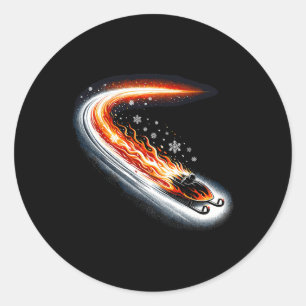 Sledding Snow Sled Winter Sport Winter Outdood Act Classic Round Sticker