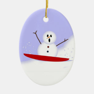 Sledding Snowman Ornament