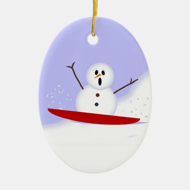 Sledding Snowman Ornament (Front)