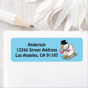 Sledding Snowman Return Address Labels