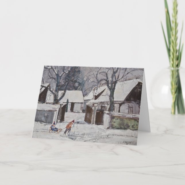 Sledding Stanislav Stanek Holiday Card (Front)