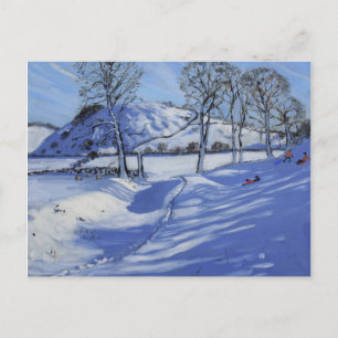 Sledging Derbyshire Peak District 2012 Postcard