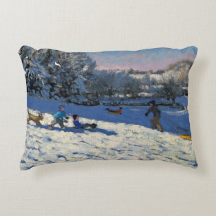 Sledging near Youlgreave Derbyshire Decorative Cushion