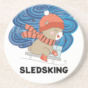 Sledsking Personalizable Coaster