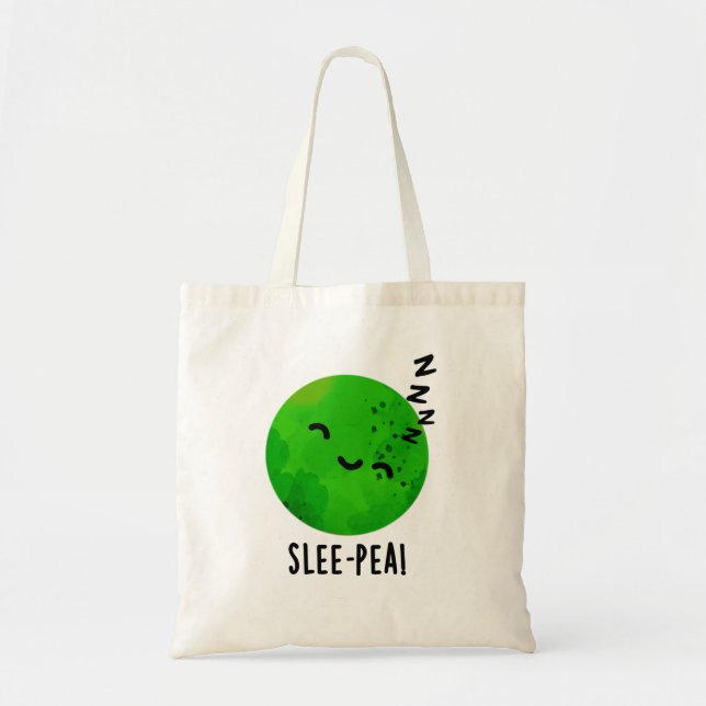 Slee-pea Cute Sleeping Pea Pun Tote Bag (Front)