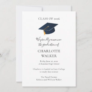 Sleek 2026 Grad Ceremony Graduation Party Announcement