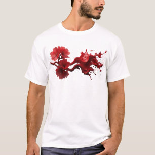 Sleek ABSTRACT FLOWER Wearable Art T-Shirt