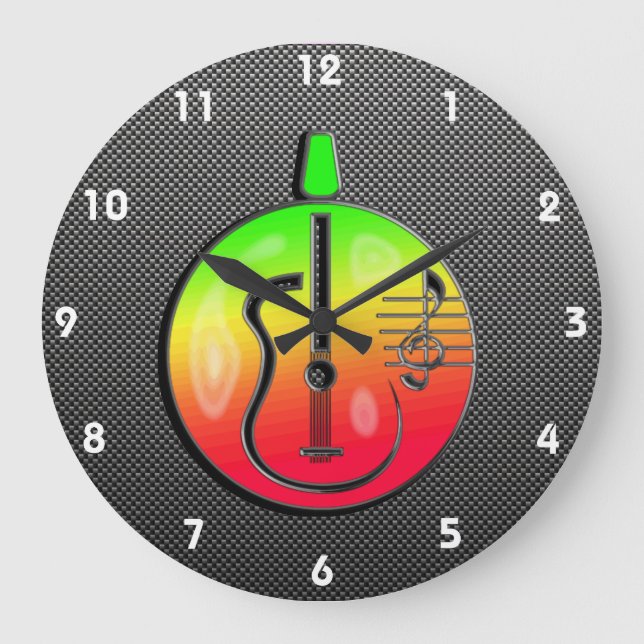 Sleek Acoustic Guitar Large Clock (Front)