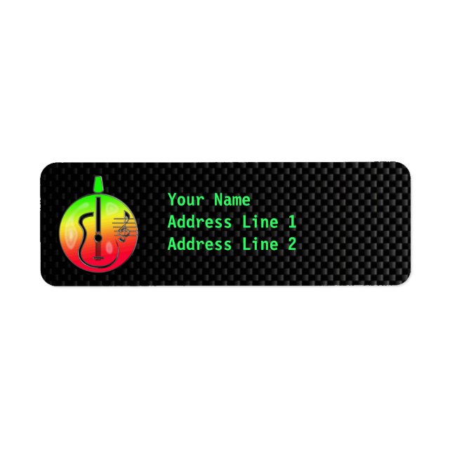 Sleek Acoustic Guitar Return Address Label (Front)