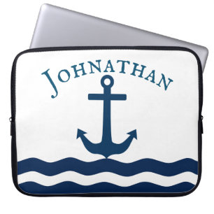 Sleek Anchor Nautical Custom Laptop Sleeve