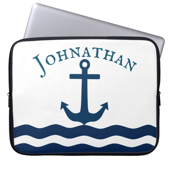 Sleek Anchor Nautical Custom Laptop Sleeve (Front)