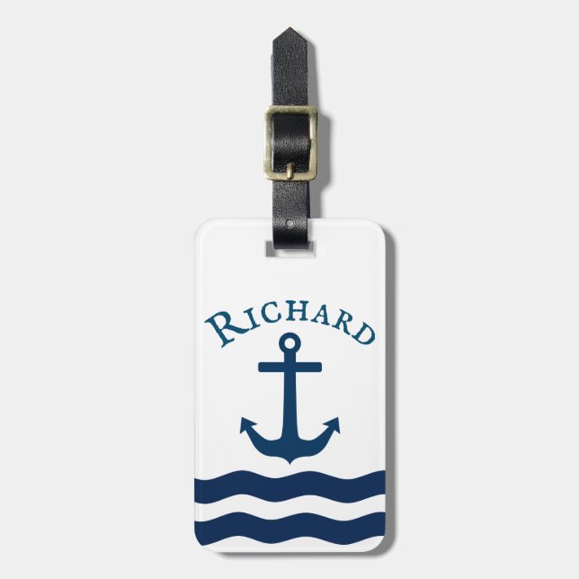 Sleek Anchor Nautical Custom Luggage Tag (Front Vertical)