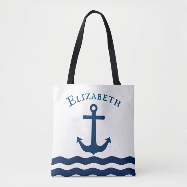 Sleek Anchor Nautical Custom Tote Bag (Front)