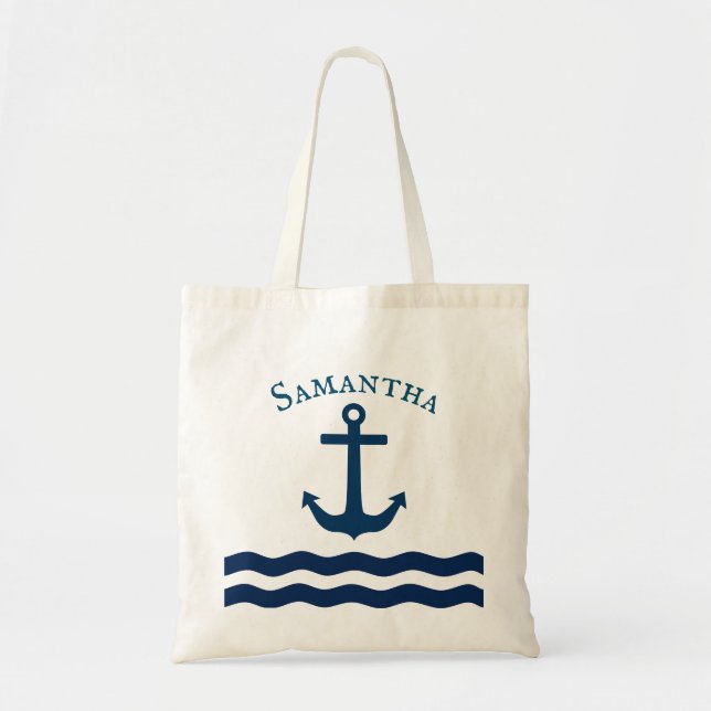 Sleek Anchor Nautical Custom Tote Bag (Front)