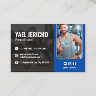 Sleek and Modern Personal Trainer with Photo Business Card