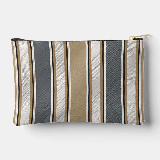 Sleek and Modern Stripe Pattern Accessory Pouch (Back)