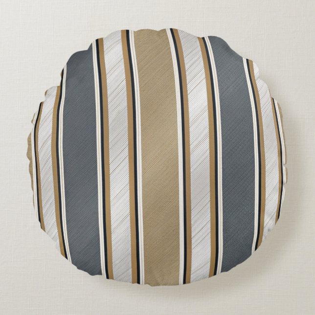 Sleek and Modern Stripe Pattern Round Cushion (Front)