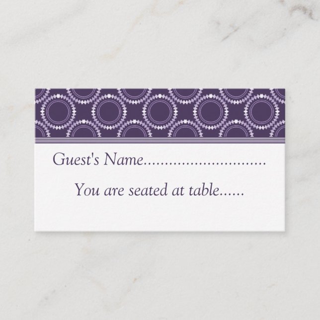 Sleek and Polished Wedding Place Cards, Purple Place Card (Front)