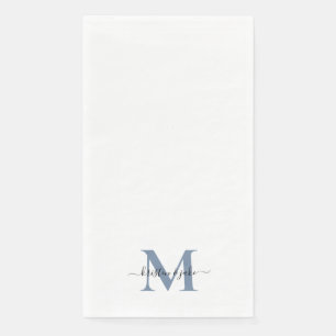 Sleek and Simple Periwinkle Monogram Swash Napkin