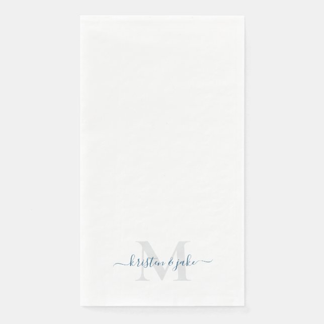 Sleek and Simple Teal Monogram Swash Napkin (Front)