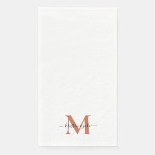 Sleek and Simple Terracotta Monogram Swash  Napkin