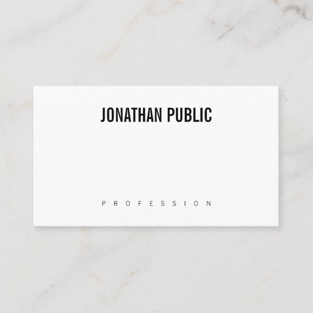 Sleek B&W Modern Design Professional Elegant Plain Business Card (Front)