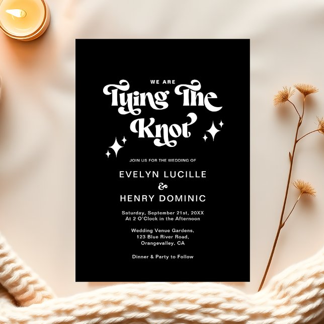 Sleek Back Retro We are Tying the knot Wedding Invitation (Creator Uploaded)