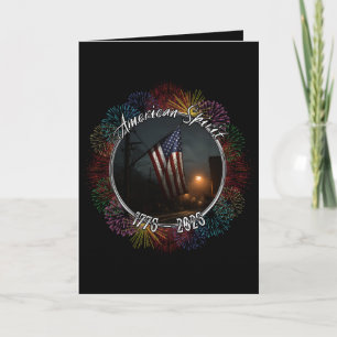 Sleek Black American Flag Fireworks 4th of July Card
